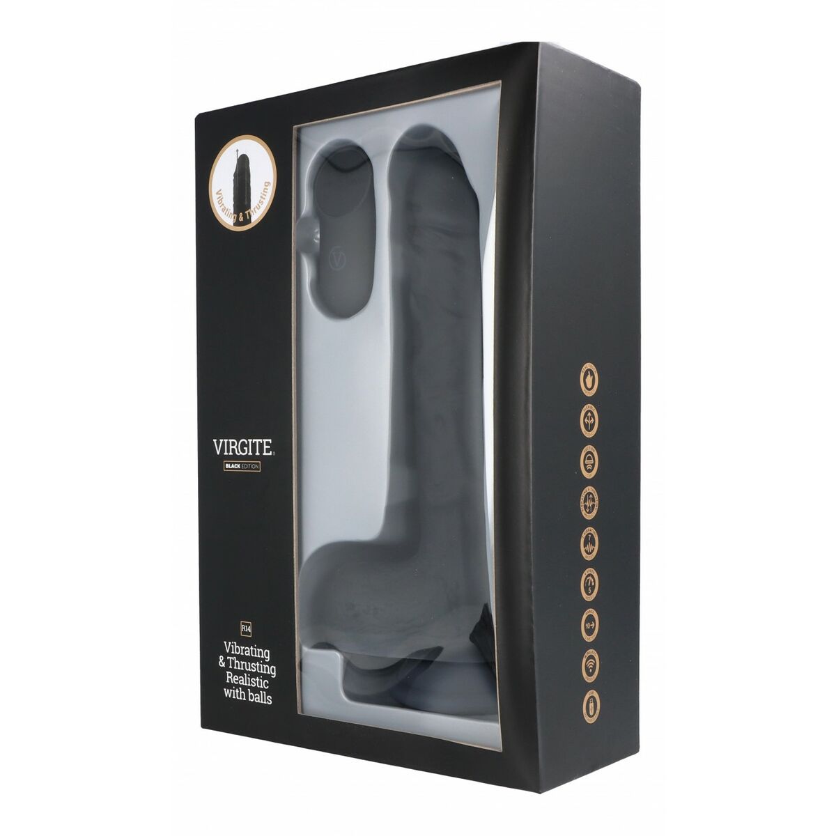 Realistisk dildo Virgite R14 Svart 23 cm - 3