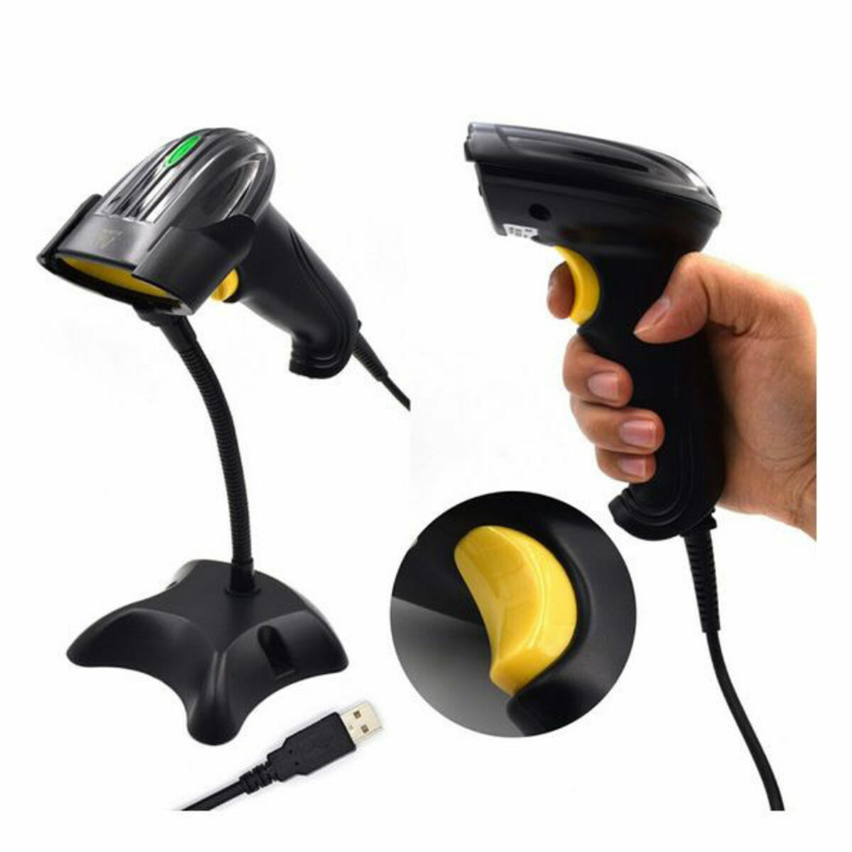 Sträckkodsläsare med hållare Ewent EW3400 LED USB - 12