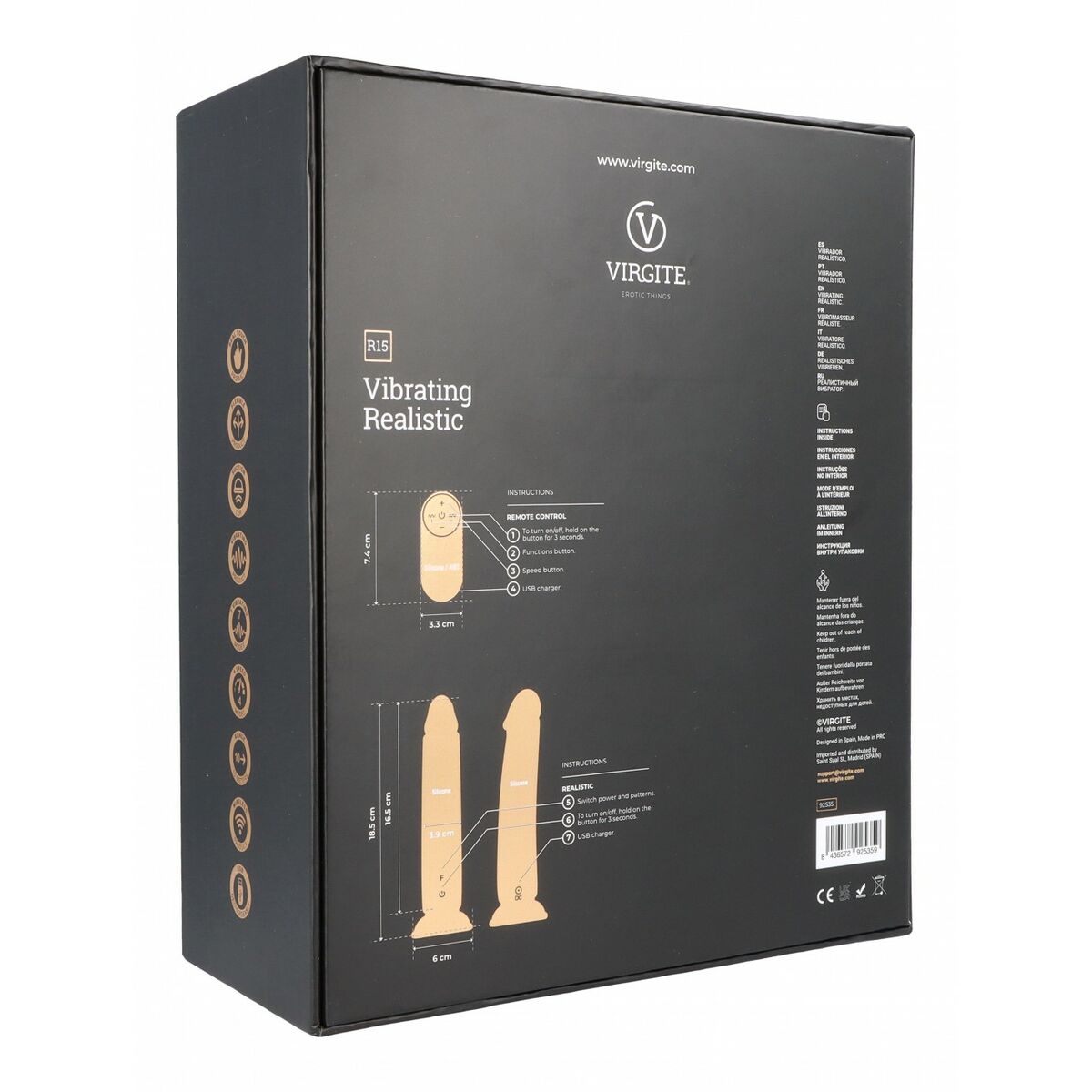 Realistisk dildo Virgite R15 Svart 16,5 cm - 4