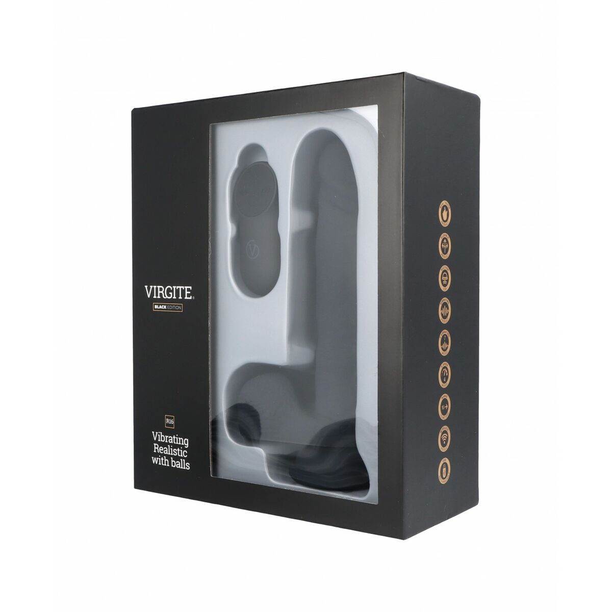 Realistisk dildo Virgite R16 Svart 16 cm - 3