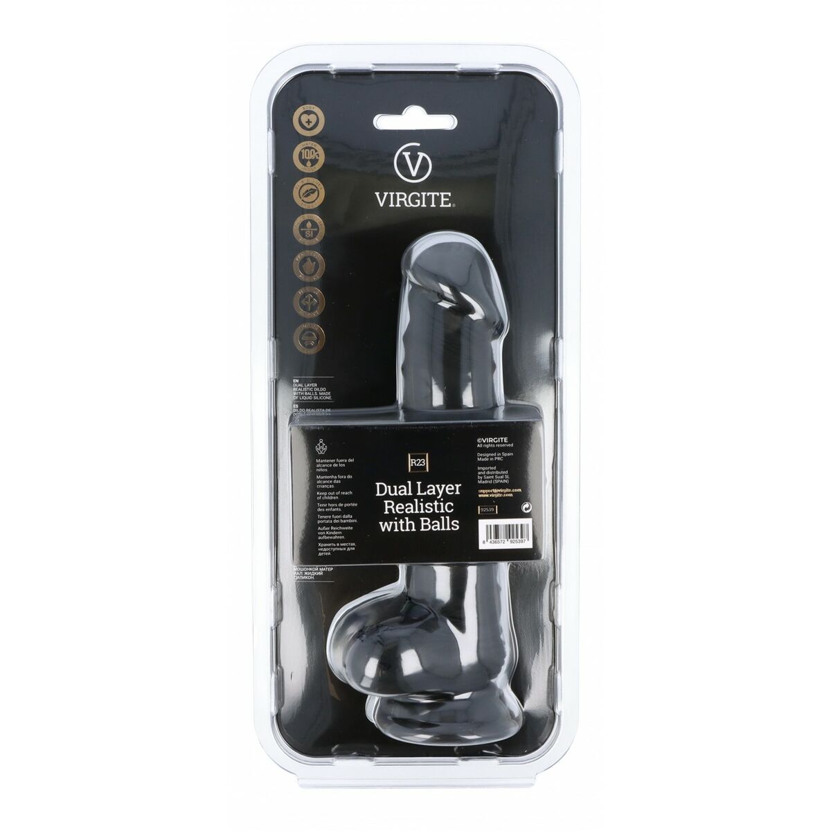 Realistisk dildo Virgite R23 Svart 20 cm - 3