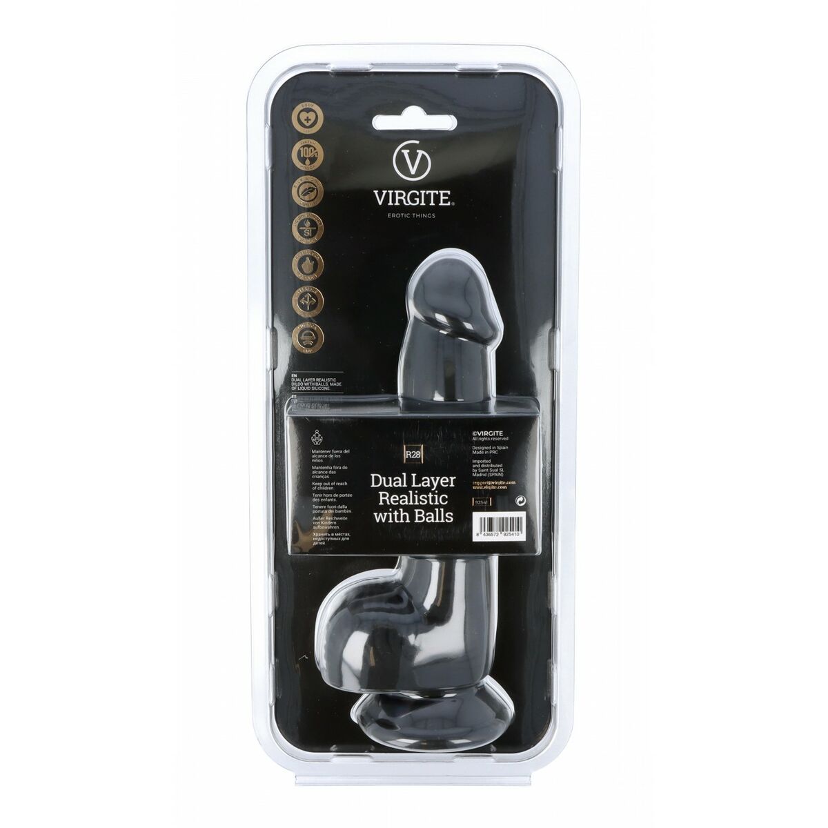 Realistisk dildo Virgite R28 Svart 20 cm - 3