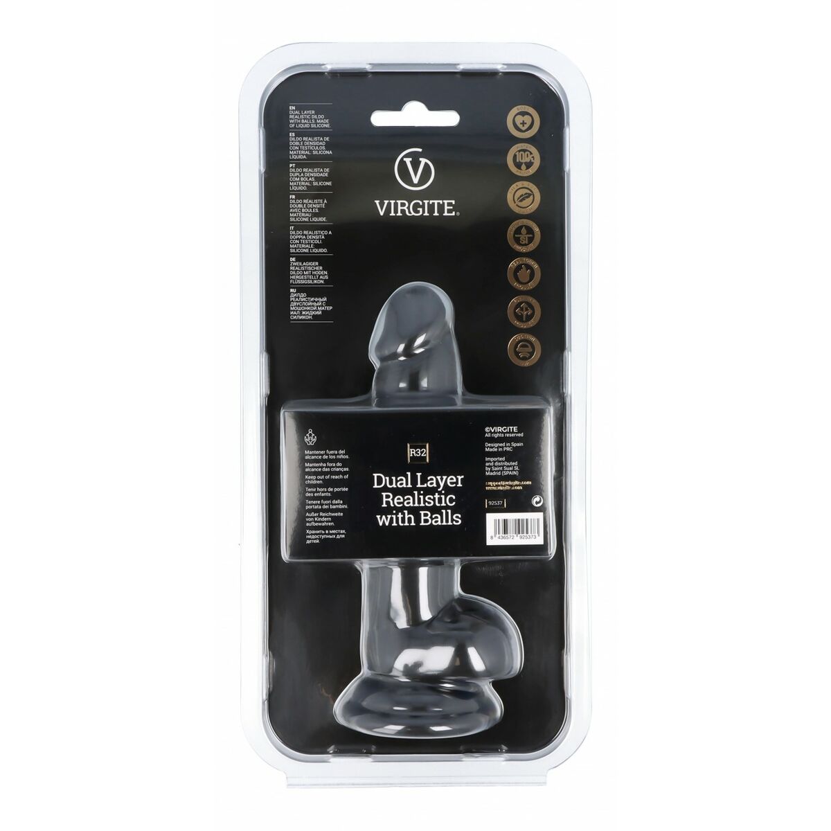 Realistisk dildo Virgite R32 Svart 17 cm - 3