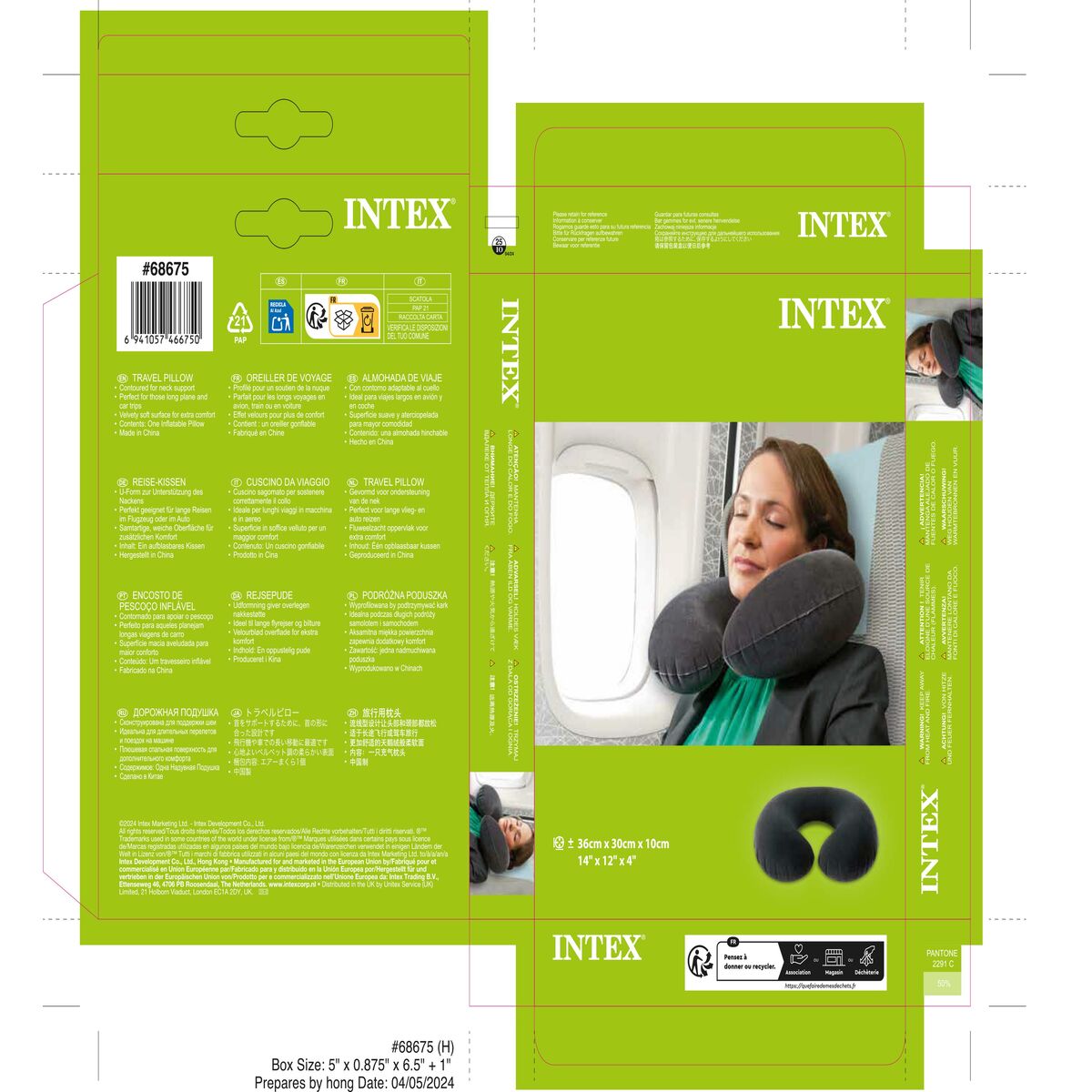 Resekudde Intex Grå 36 x 10 x 30 cm (36 antal) - 13