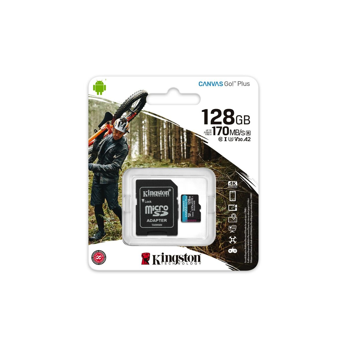 Micro-SD Minneskort med Adapter Kingston Canvas Go! Plus 128 GB - 3