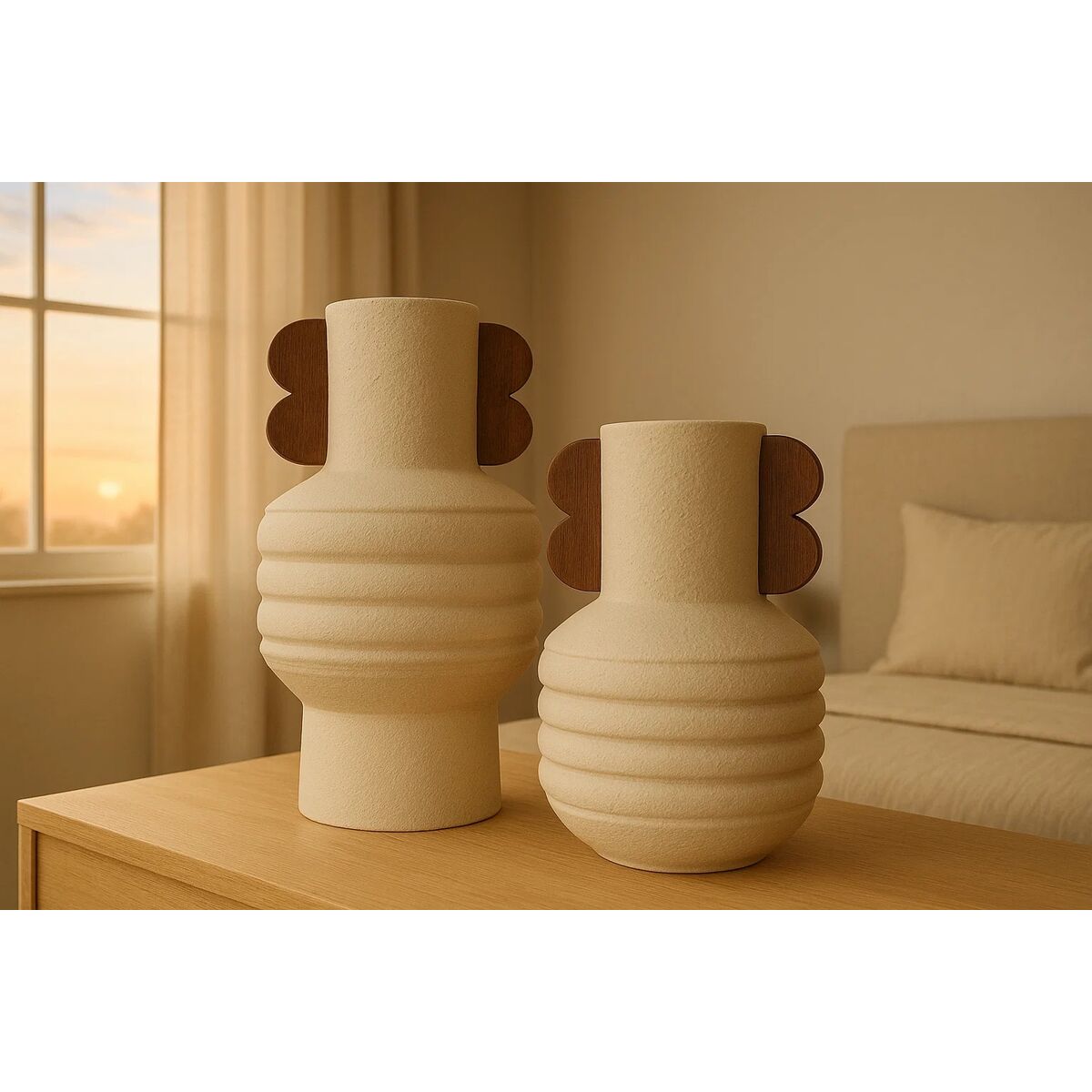 Vas Home ESPRIT Brun Beige Terrakota n Mangoträ 28 x 28 x 33 cm - 2