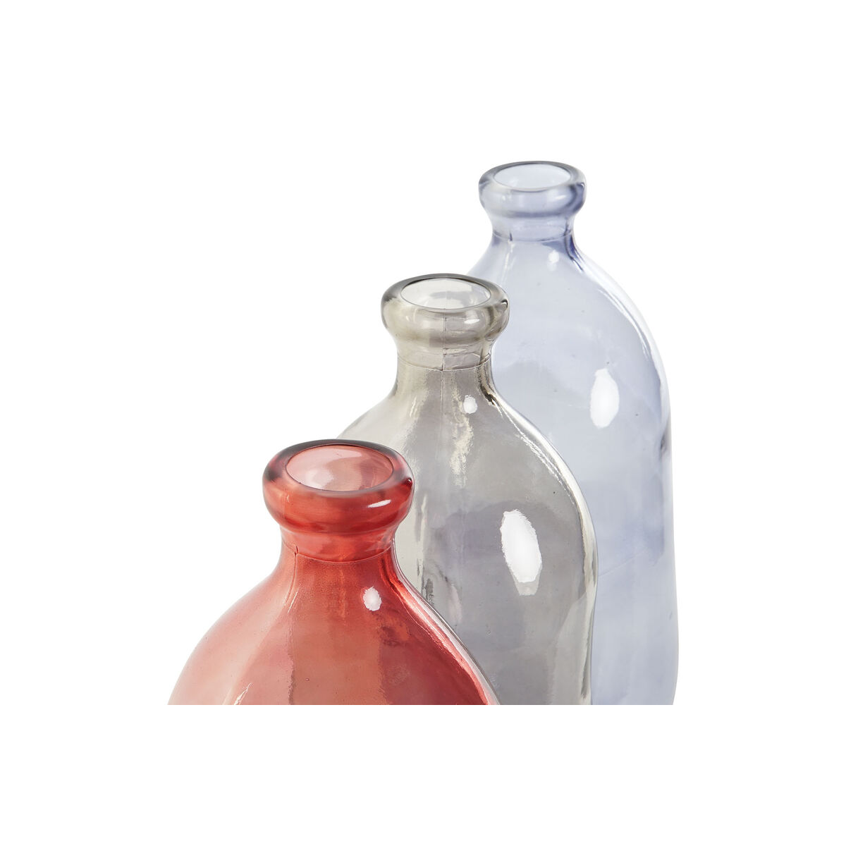Vas DKD Home Decor Svart Röd Marinblå Härdat glas 13 x 13 x 35 cm (3 antal) - 2