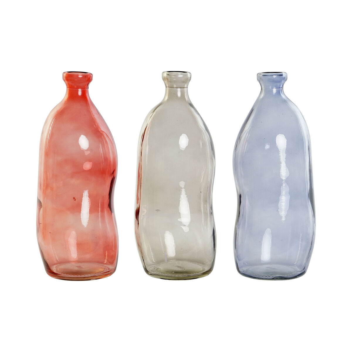 Vas DKD Home Decor Svart Röd Marinblå Härdat glas 13 x 13 x 35 cm (3 antal)