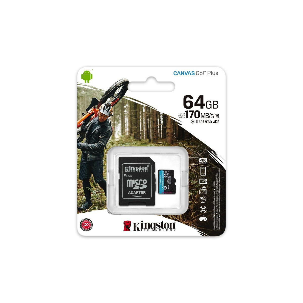 Micro-SD Minneskort med Adapter Kingston Canvas Go! Plus 64 GB - 2
