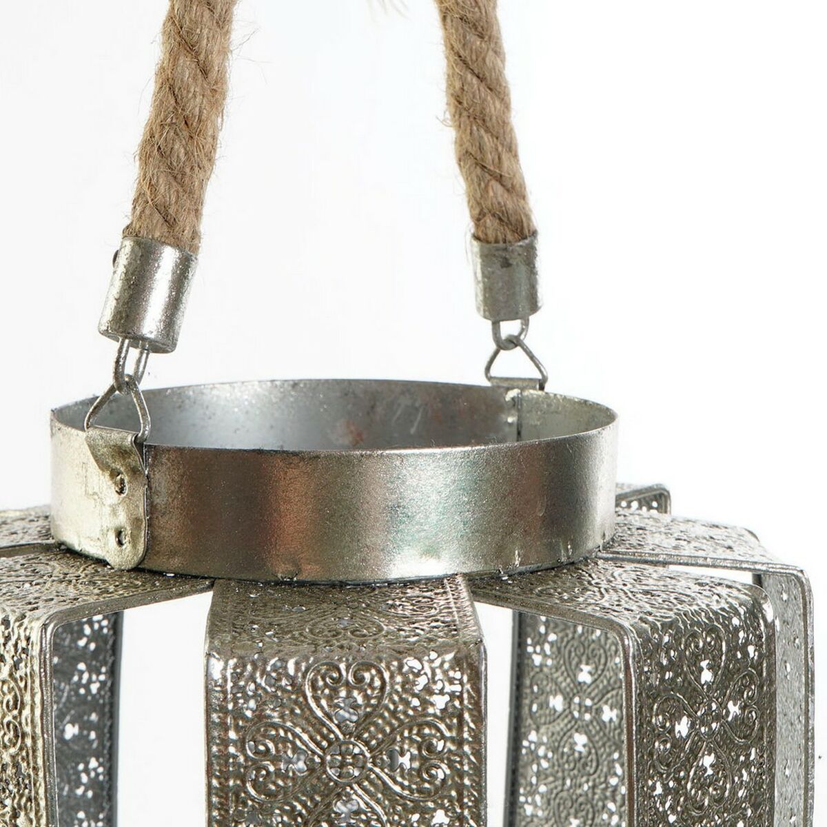 Kandelaber DKD Home Decor 21 x 21 x 23 cm Silvrig Metall Snöre Arab - 6