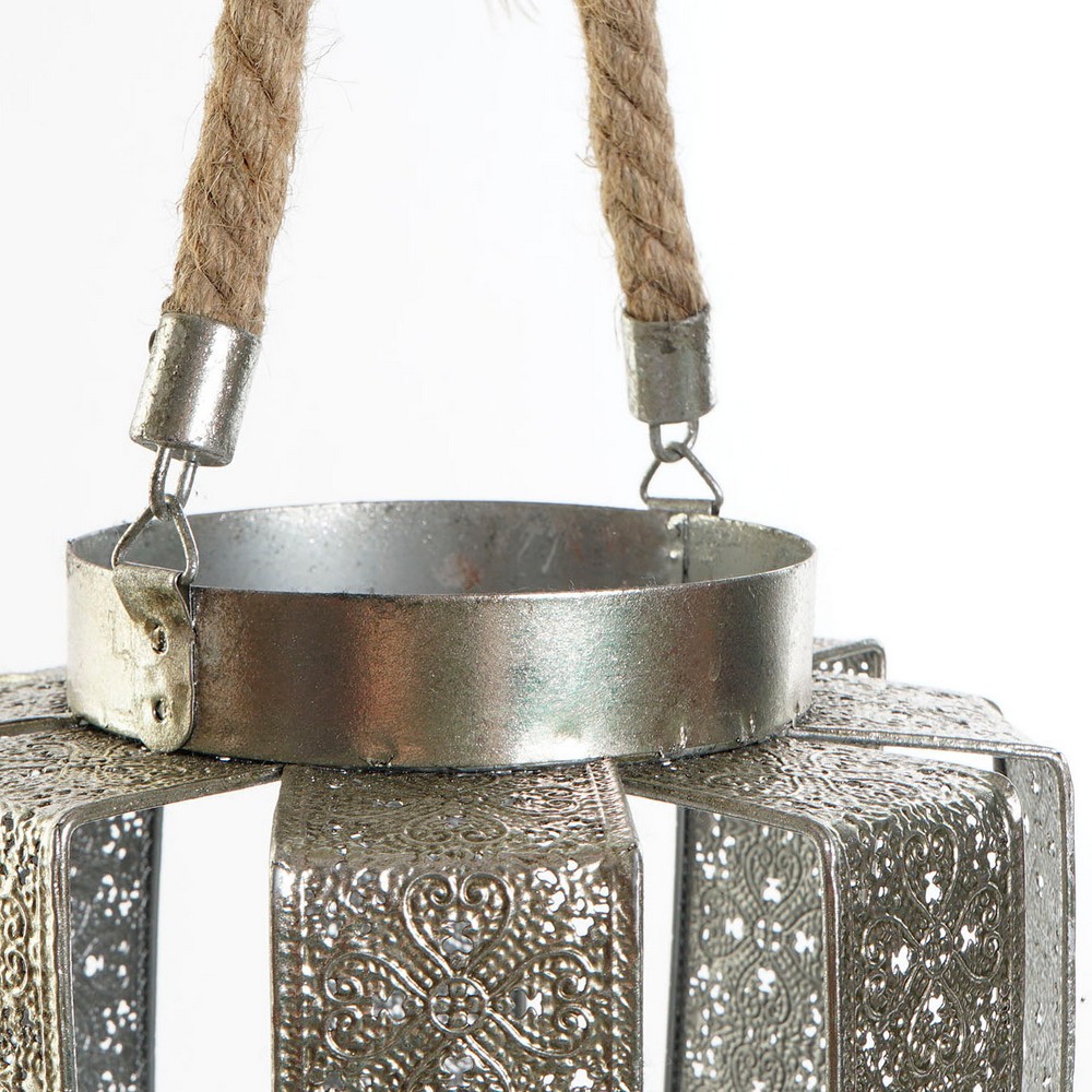 Kandelaber DKD Home Decor 21 x 21 x 23 cm Silvrig Metall Snöre Arab - 3