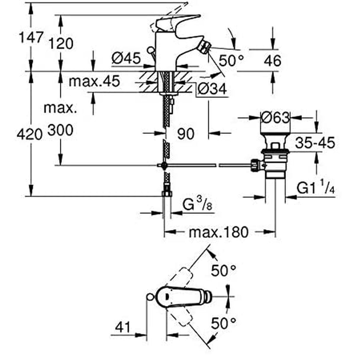 Blandare Grohe 23770000 Bidé - 2