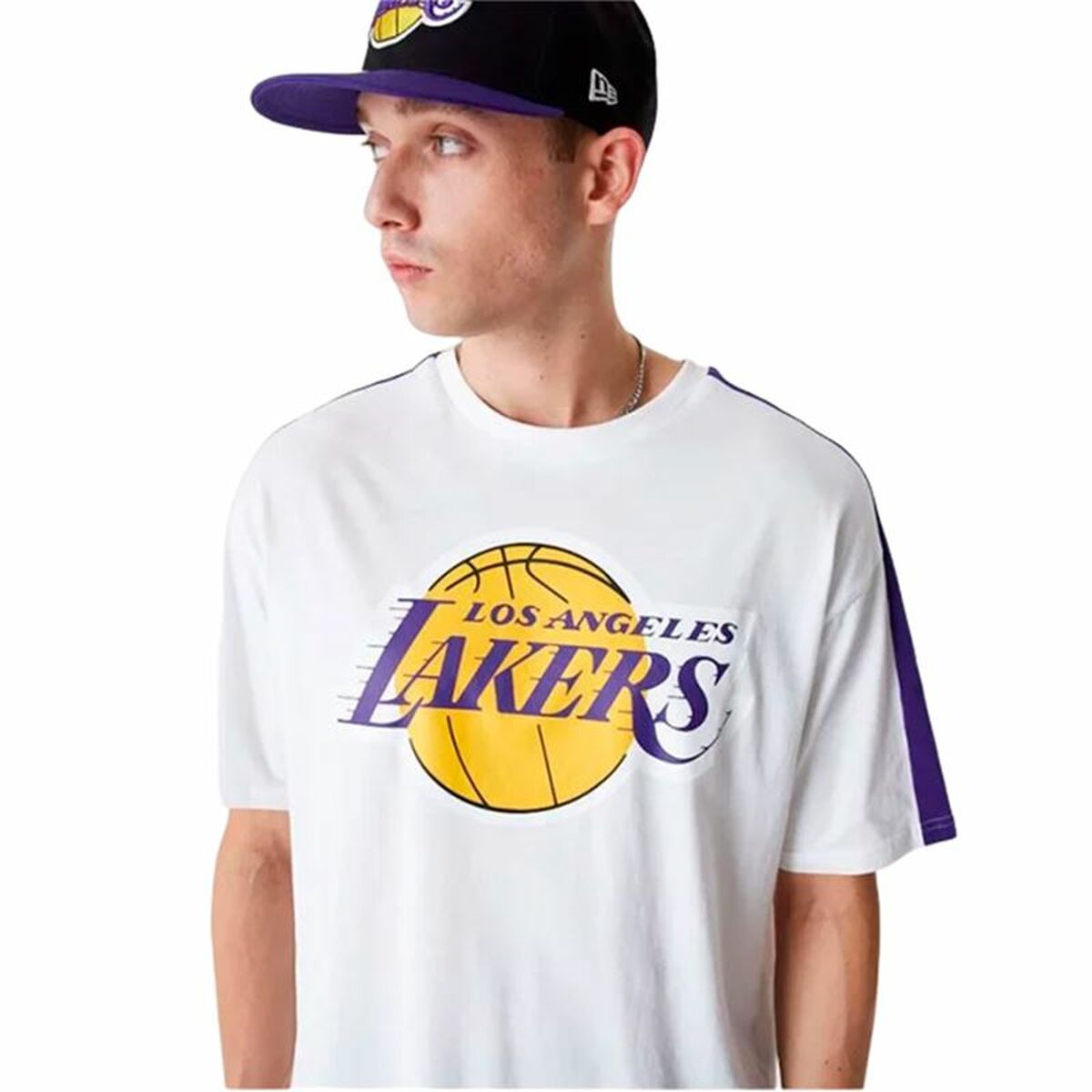 T-shirt med kortärm Herr New Era NBA Colour Block LA Lakers Vit - 3