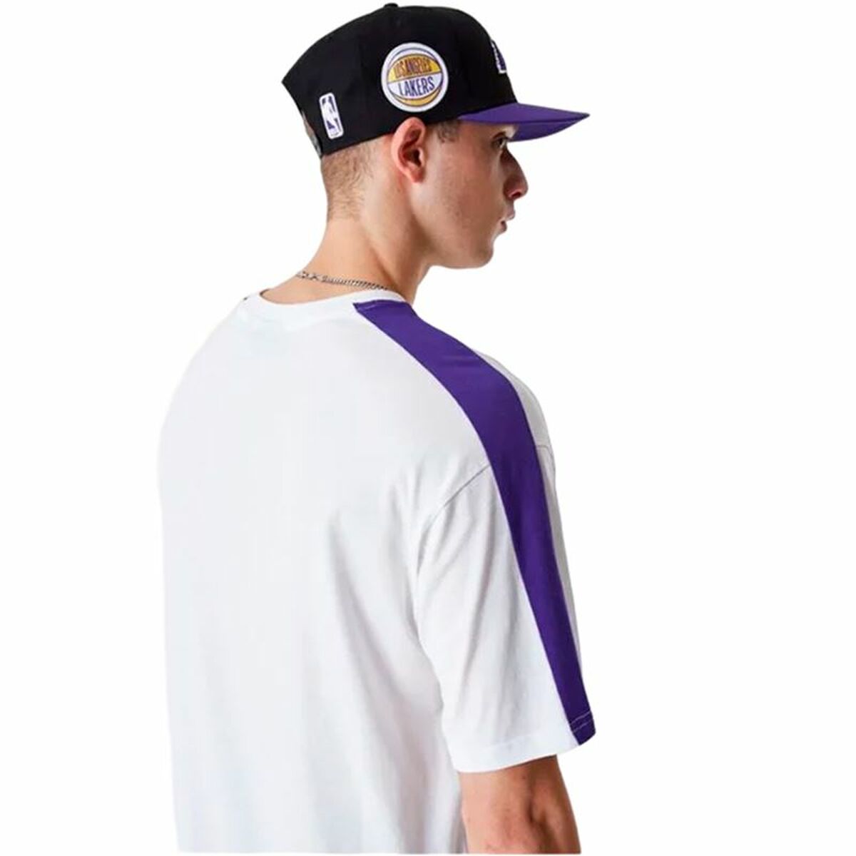 T-shirt med kortärm Herr New Era NBA Colour Block LA Lakers Vit - 4