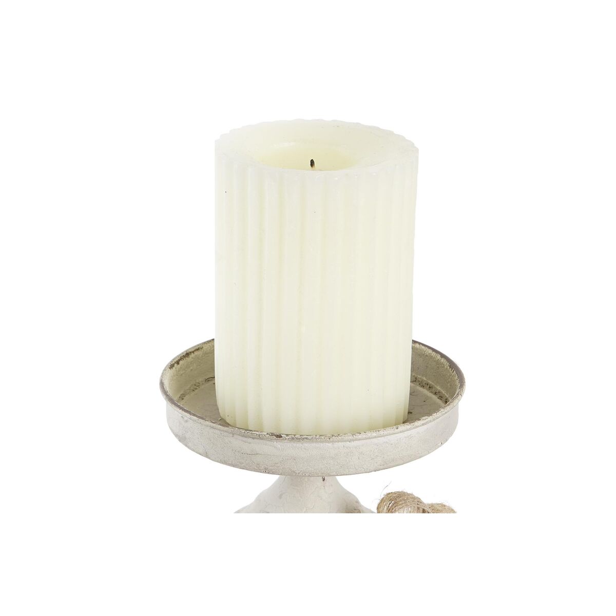 Ljusstakar DKD Home Decor 13 x 13 x 17,5 cm Metall Vit - 4