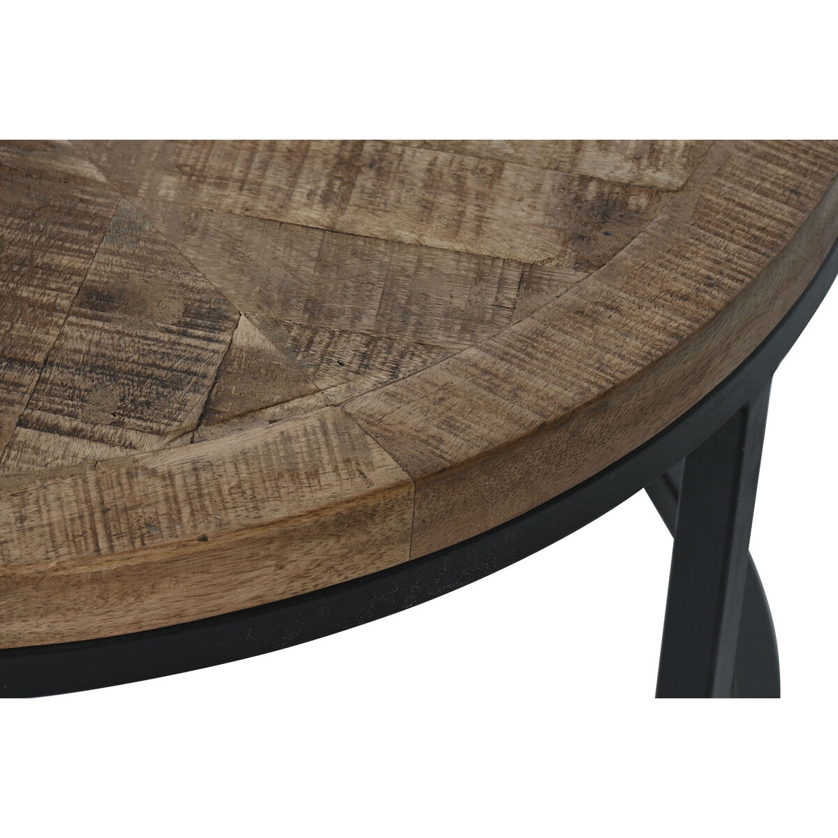 2-bordsset Home ESPRIT Brun Svart Naturell Metall Mangoträ 90 x 90 x 40 cm - 3