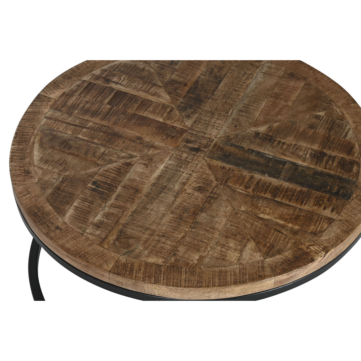 2-bordsset Home ESPRIT Brun Svart Naturell Metall Mangoträ 90 x 90 x 40 cm - 2