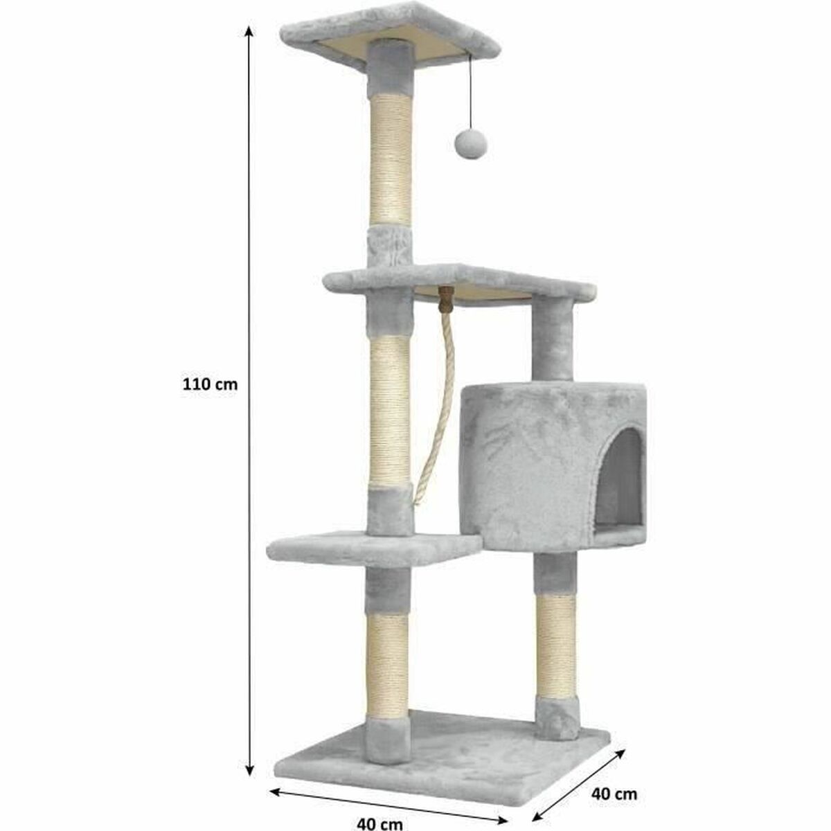 Klösbräda för katter Paloma tree Grå Plysch Trä Sisal (1 antal) - 6