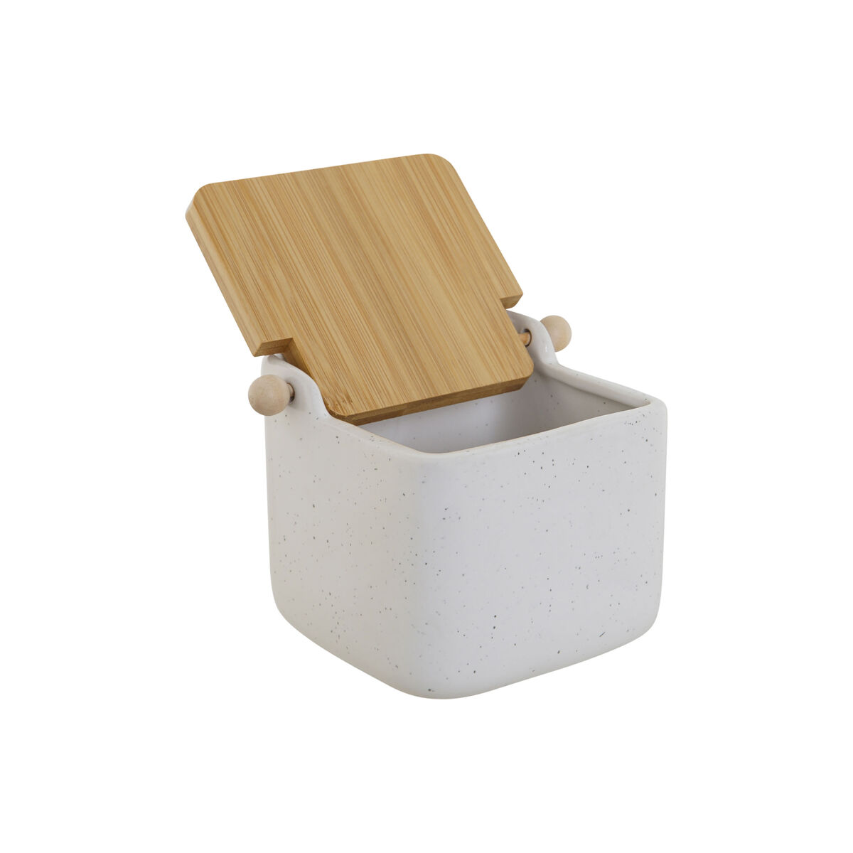 Saltkar med lock Home ESPRIT Vit Beige Naturell Bambu Dolomite 15 x 12 x 11 cm (2 antal) - 4
