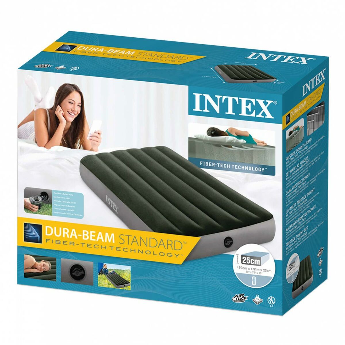 Uppblåsbar madrass Intex Twin Dura-Beam Prestige Downy 99 x 25 x 191 cm 4 antal - 4