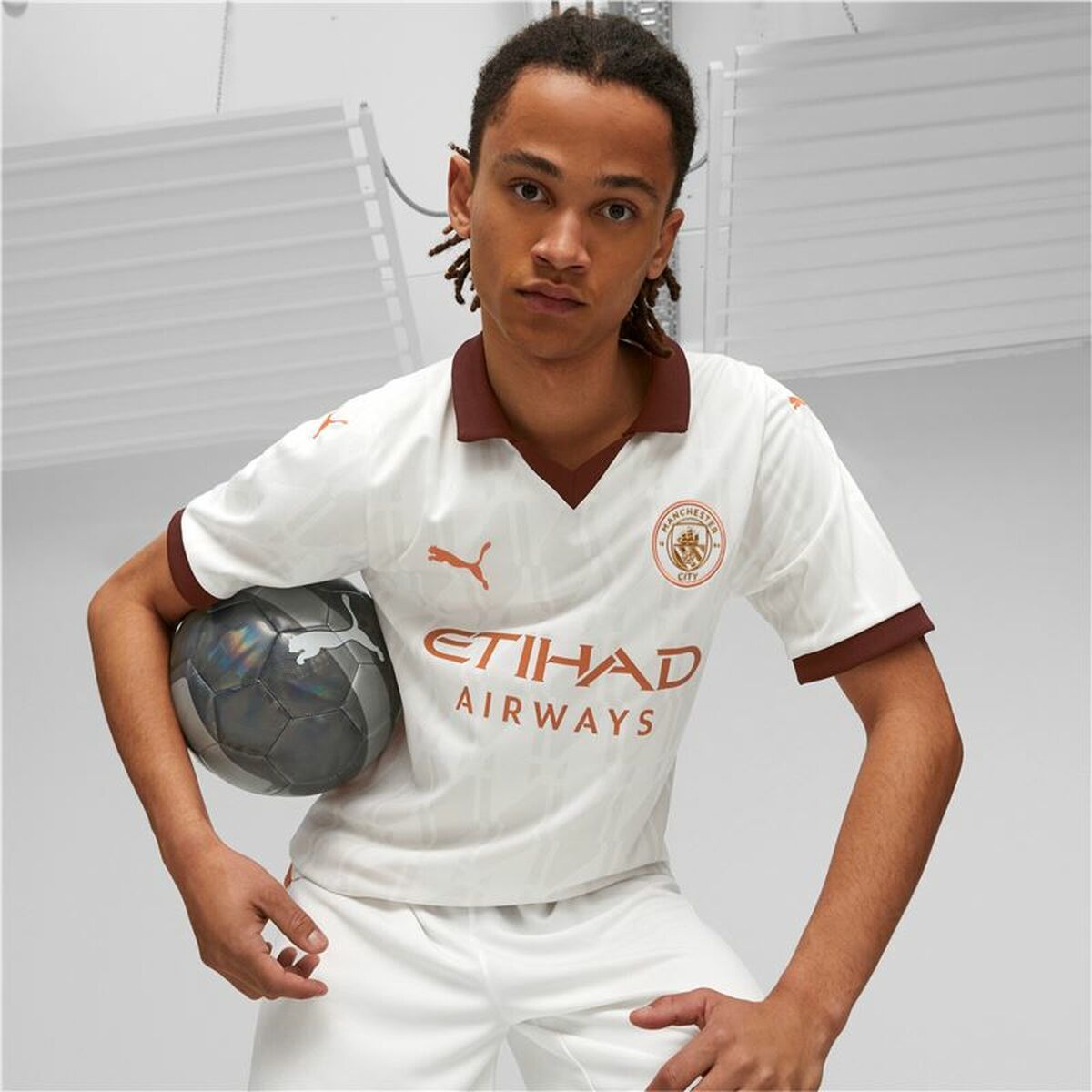 Kortärmad fotbollströja för herrar Puma  Manchester City Away Vit - 4