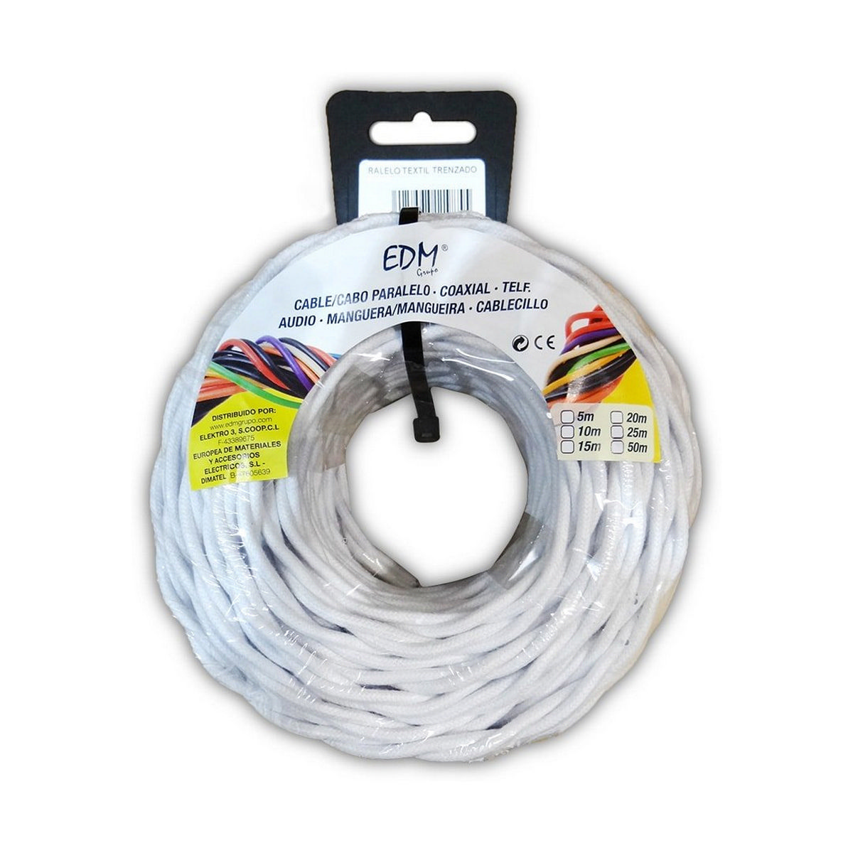 Kabel EDM 11986 Vit 2 x 1,5 mm 25 m