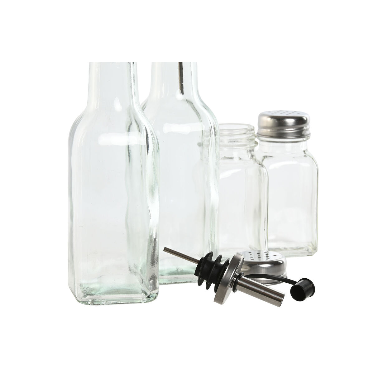 Kryddset Home ESPRIT Transparent Metall Glas 300 ml 22,5 x 6 x 23 cm - 2
