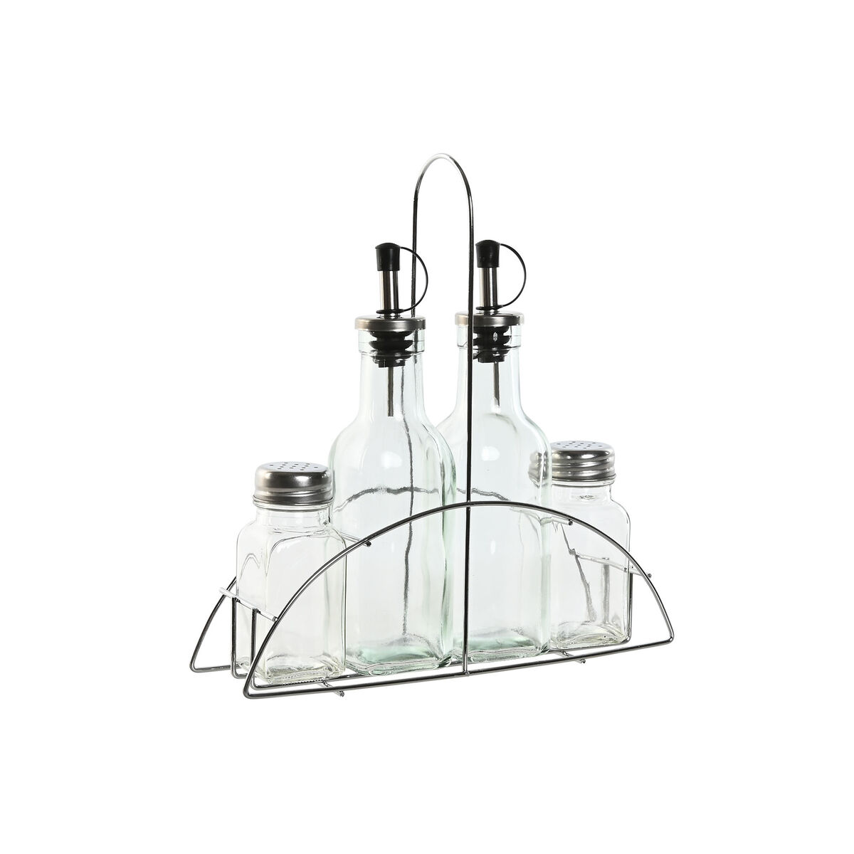 Kryddset Home ESPRIT Transparent Metall Glas 300 ml 22,5 x 6 x 23 cm - 4