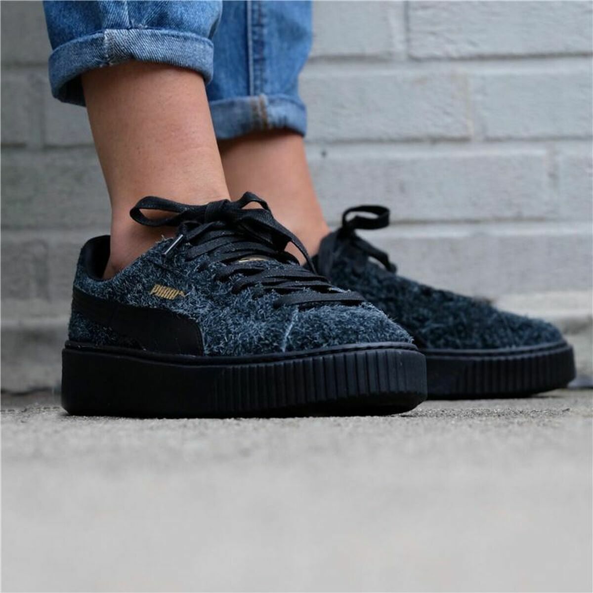 Gymnastiksko, Dam Puma Suede Platform Eletal Svart - 15
