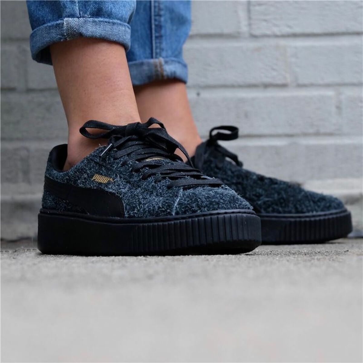 Gymnastiksko, Dam Puma Suede Platform Eletal Svart - 2