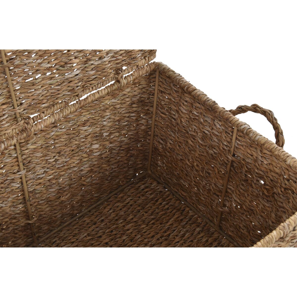 Korg - set DKD Home Decor Med lock Naturell Järn Sjögräs (50 x 34 x 25 cm) (3 Delar) - 3