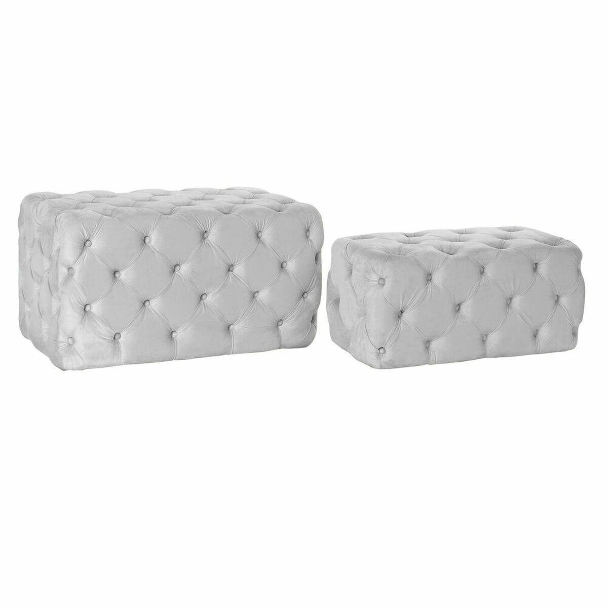 Sittpall DKD Home Decor   Grå Polyester Sammet Trä MDF (88 x 53 x 48 cm) - 4