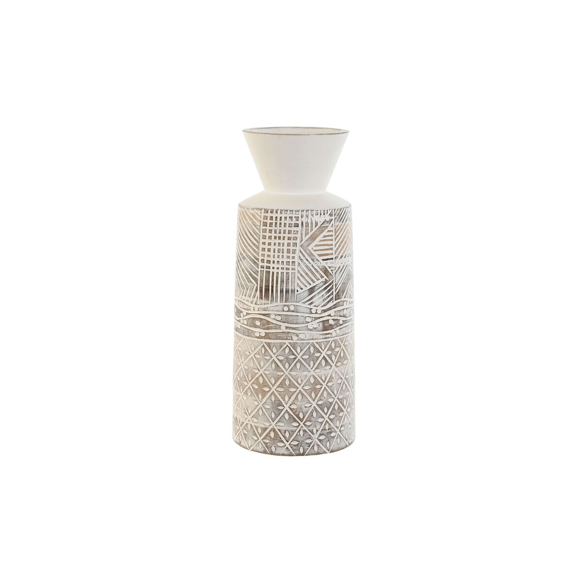 Vas Home ESPRIT Vit Naturell Mangoträ Kolonial 15 x 15 x 22,5 cm