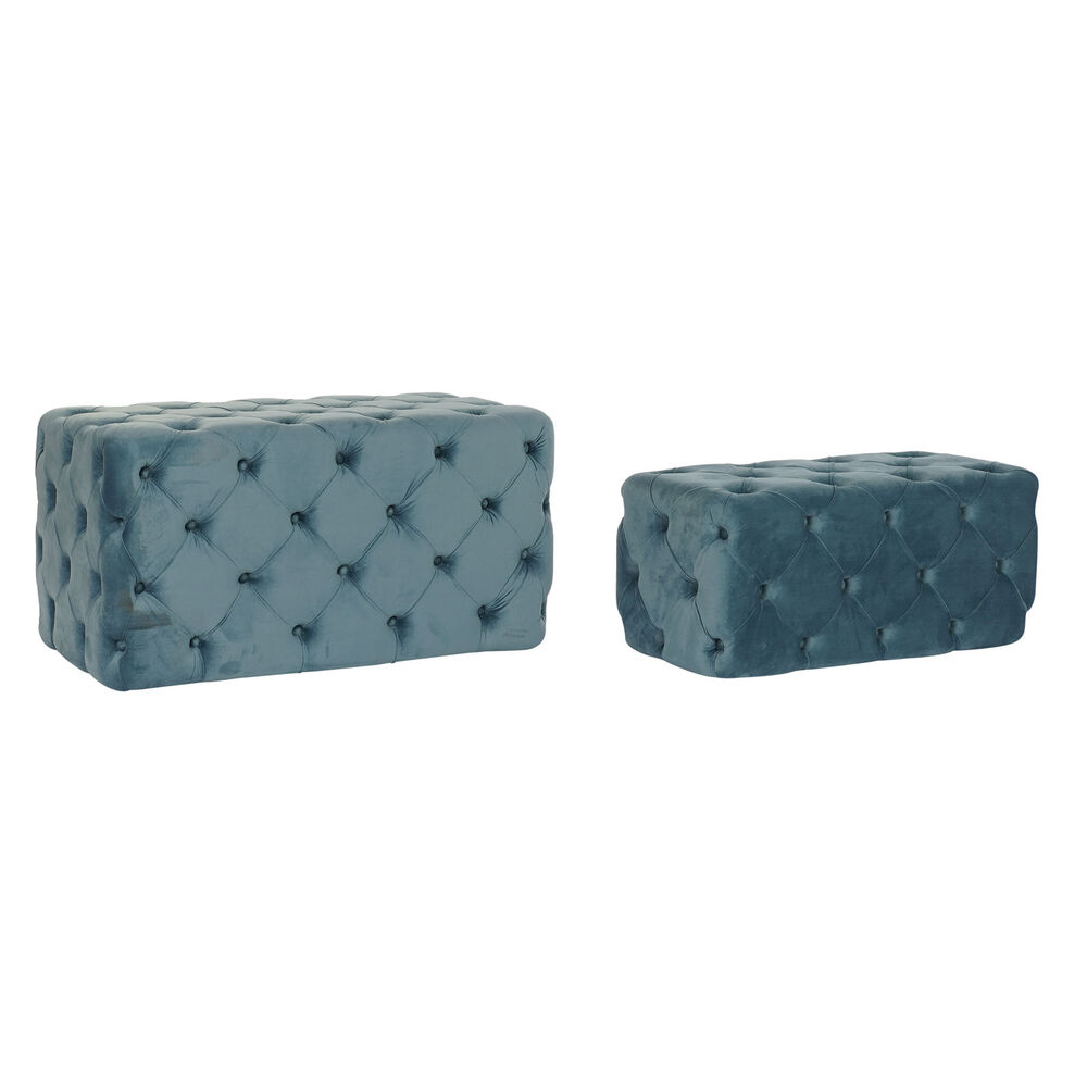 Sittpall DKD Home Decor   Blå Polyester Sammet Trä MDF (88 x 53 x 48 cm)