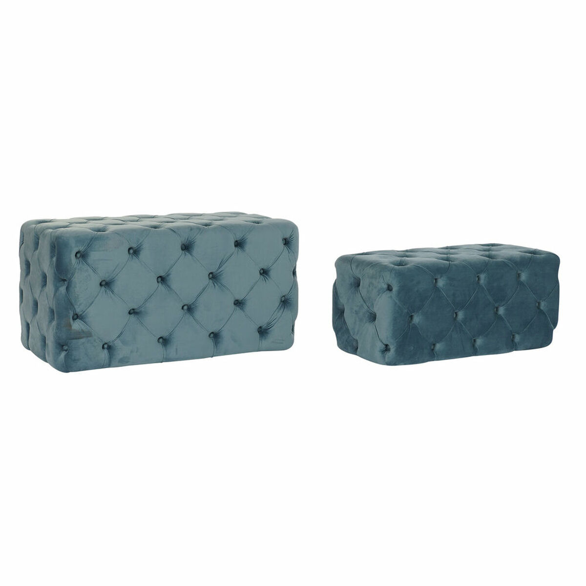 Sittpall DKD Home Decor   Blå Polyester Sammet Trä MDF (88 x 53 x 48 cm) - 3
