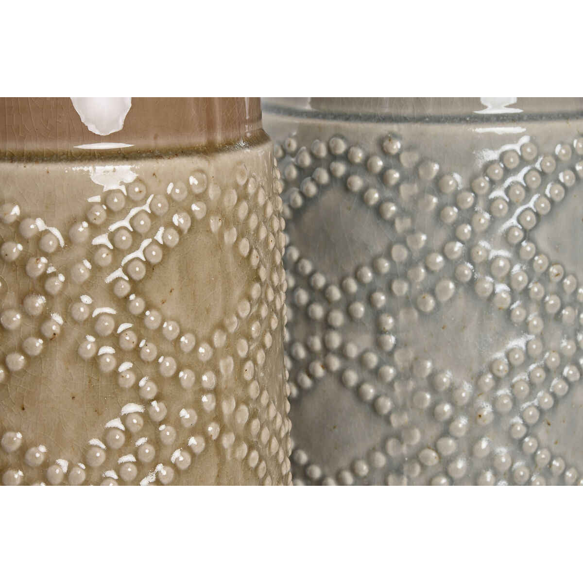 Vas Home ESPRIT Brun Grå Keramik Orientalisk Romb 17 x 17 x 44 cm (2 antal) - 3