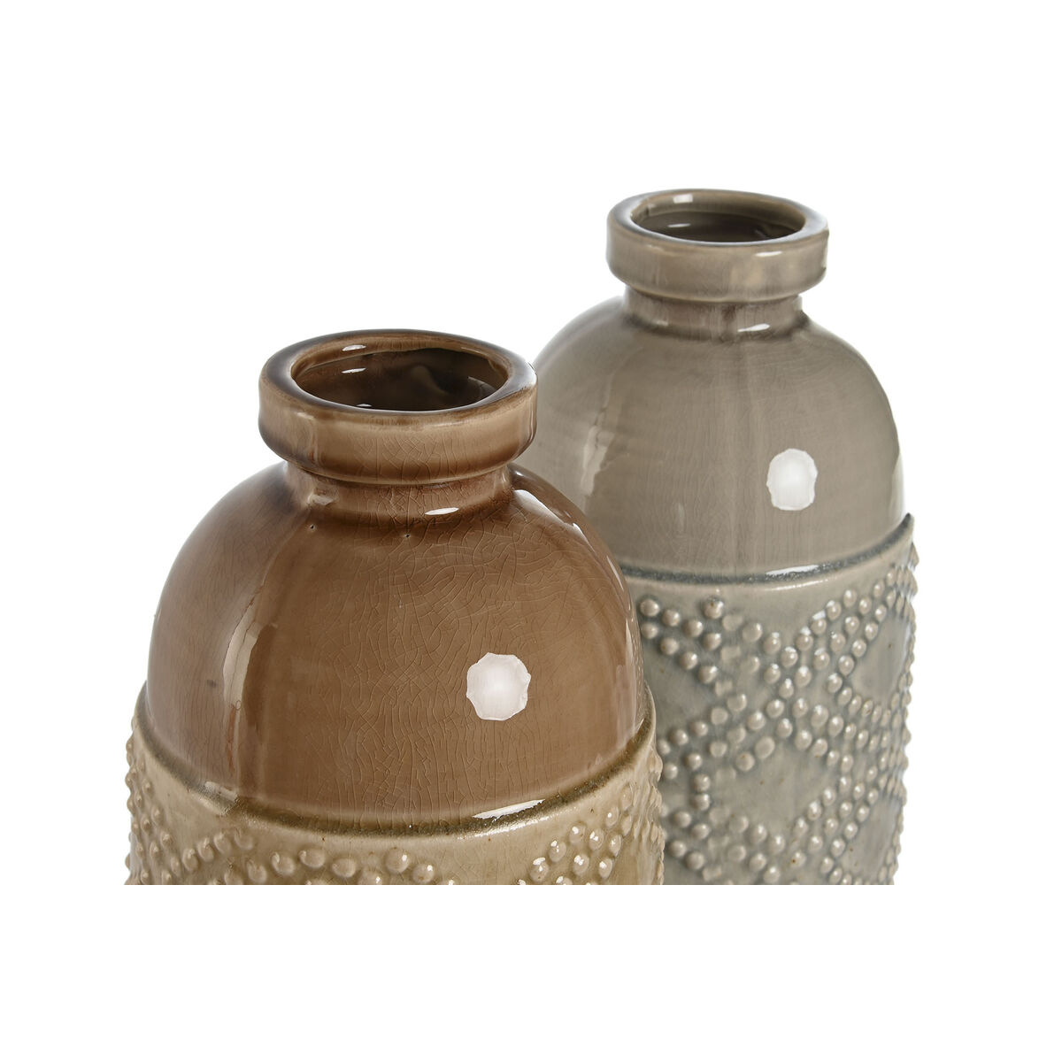 Vas Home ESPRIT Brun Grå Keramik Orientalisk Romb 17 x 17 x 44 cm (2 antal) - 2