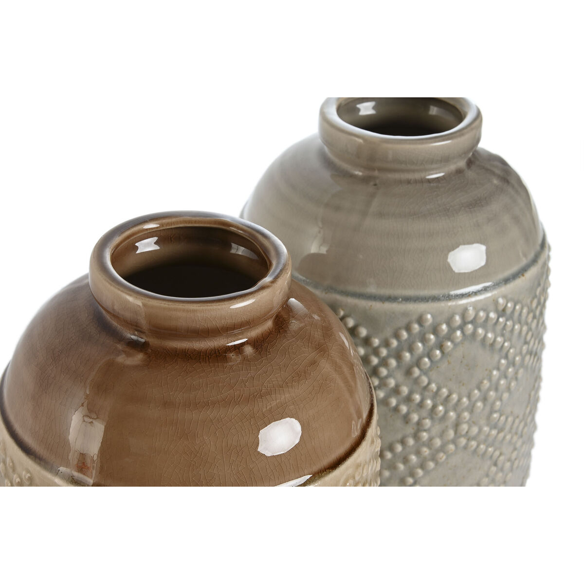 Vas Home ESPRIT Brun Grå Keramik Orientalisk Romb 19 x 19 x 27 cm (2 antal) - 2