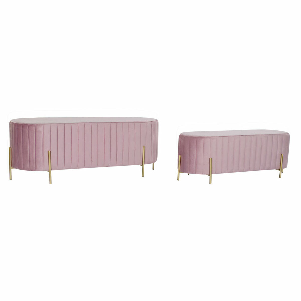 Sittpall DKD Home Decor   Rosa Gyllene Metall Polyester Sammet (123 x 50 x 45 cm) - 5