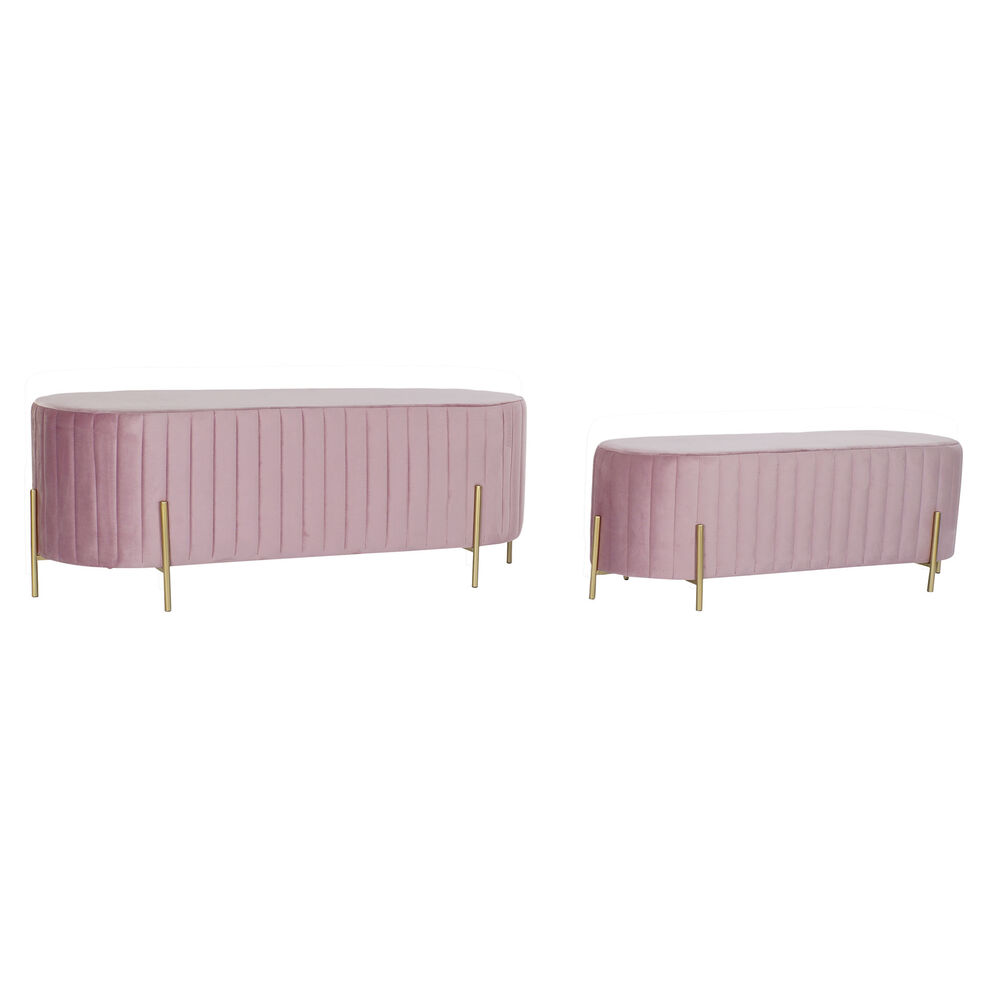 Sittpall DKD Home Decor   Rosa Gyllene Metall Polyester Sammet (123 x 50 x 45 cm)