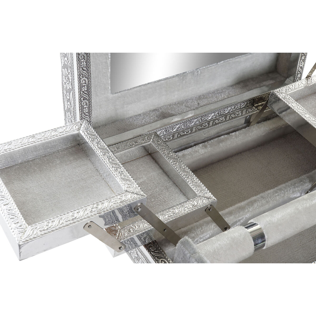 Smyckeskrin Home ESPRIT Silvrig Naturell Trä Aluminium 27,5 x 21 x 7,6 cm - 2
