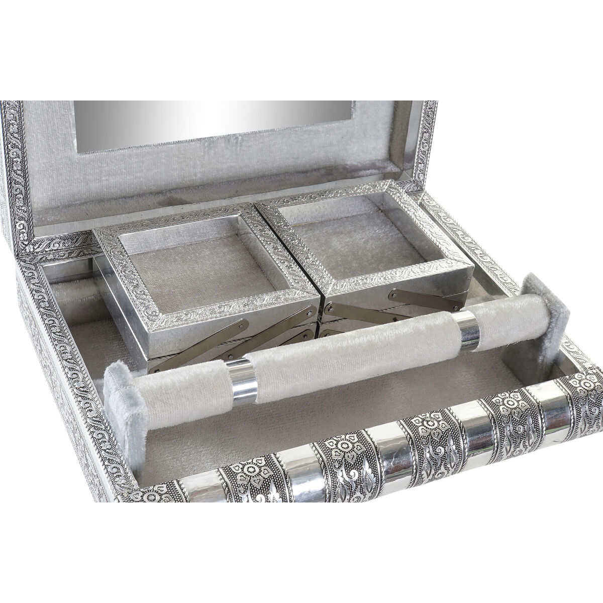 Smyckeskrin Home ESPRIT Silvrig Naturell Trä Aluminium 27,5 x 21 x 7,6 cm - 3