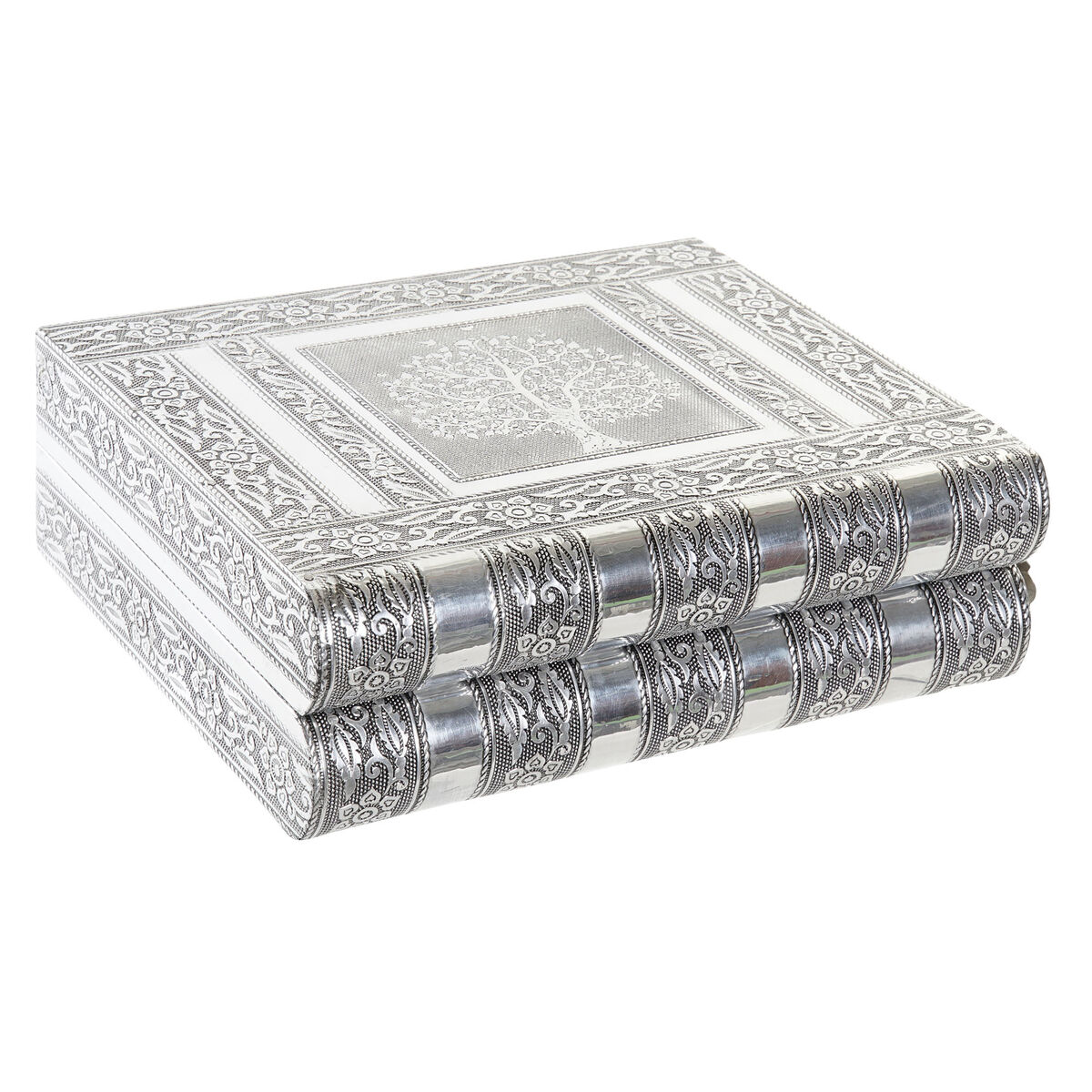Smyckeskrin Home ESPRIT Silvrig Naturell Trä Aluminium 22,5 x 18,8 x 7,6 cm - 3