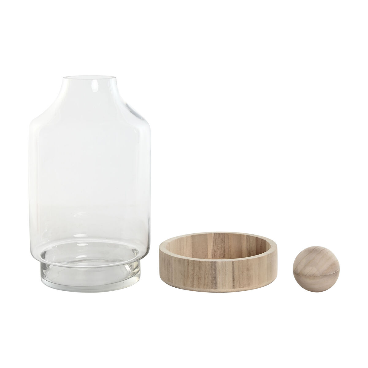 Vas Home ESPRIT Transparent Naturell Trä Glas 21 x 21 x 42 cm - 4