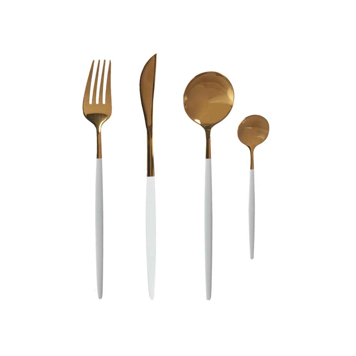 Bestickset Gyllene Vit Rostfritt stål (12 antal) - 4