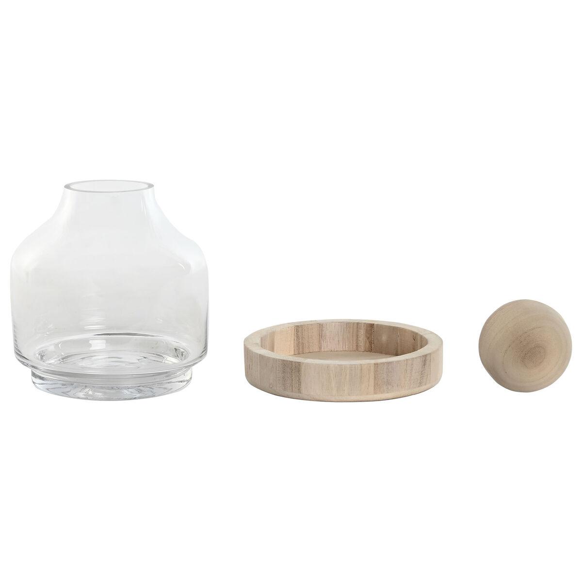 Vas Home ESPRIT Transparent Naturell Trä Glas 18 x 18 x 24 cm - 4