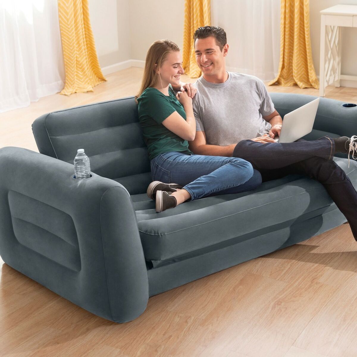 Uppblåsbar bäddsoffa Intex Pull-Out 203 x 66 x 224 cm Grå - 3