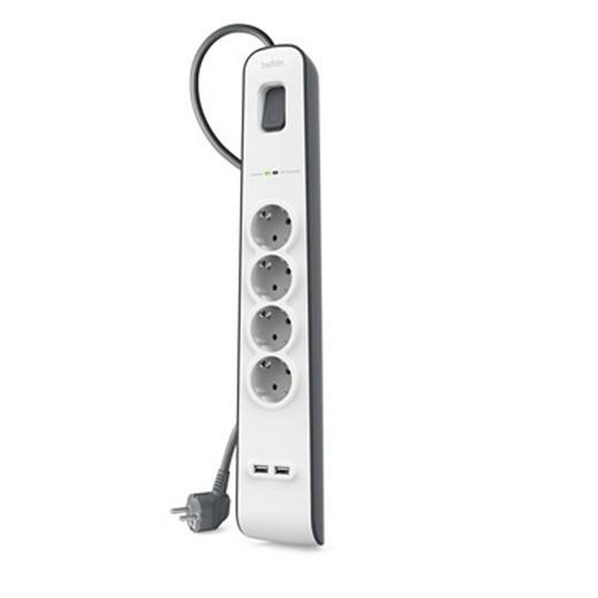 Ellist 4 Tomas-uttag med brytare Belkin BSV401VF2M USB x 2 (2 m)