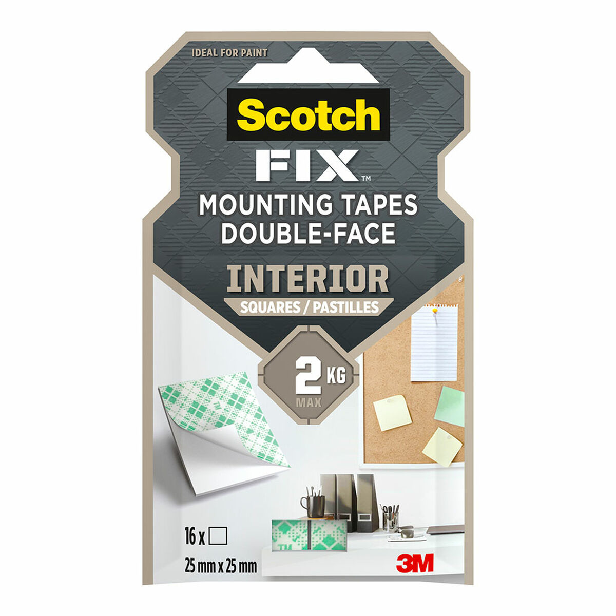 Dubbelsidig Tejp Scotch 2 Kg 2,5 x 2,5 cm Vit (16 antal)