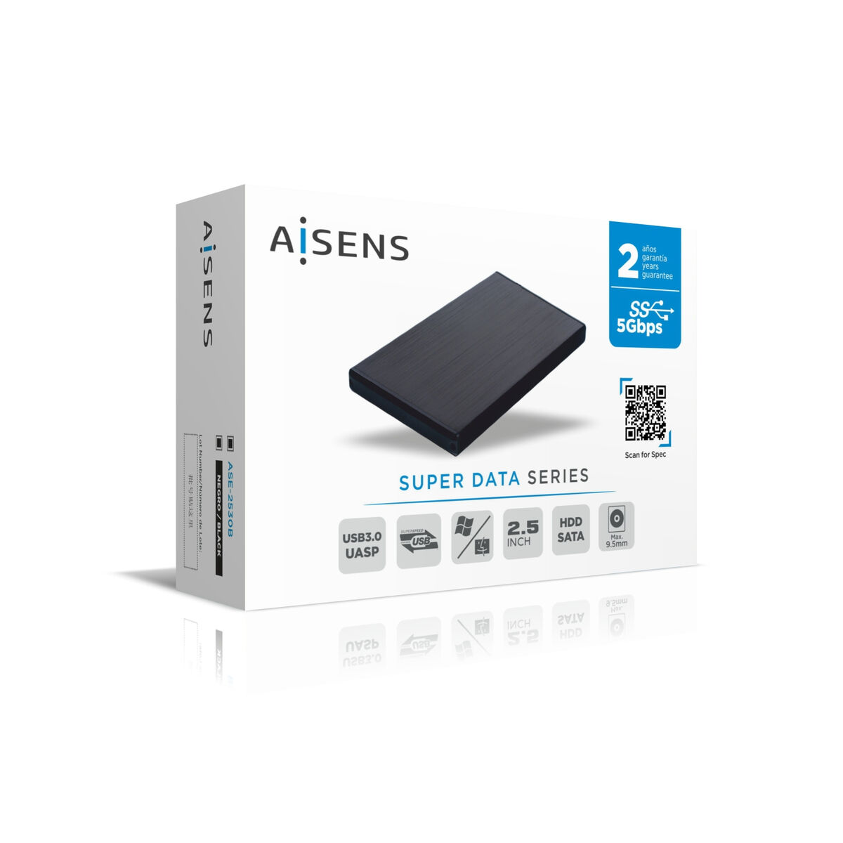 Externlåda Aisens ASE-2530B Svart 2,5" USB 3.1 - 4